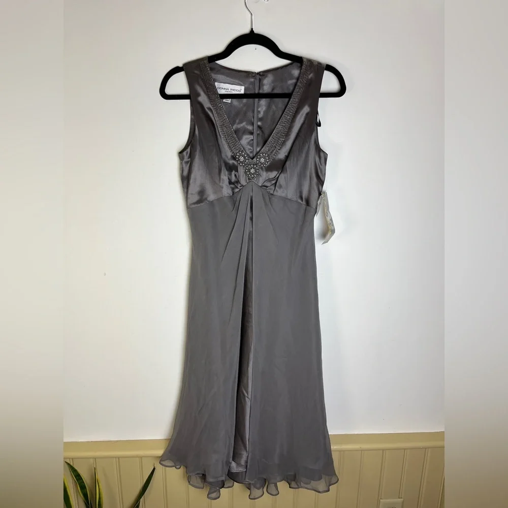 Vintage NWT Donna Ricco NY Dress Sz 4 Silk Beaded Babydoll Y2K Forest Fairycore - Picture 5 of 12